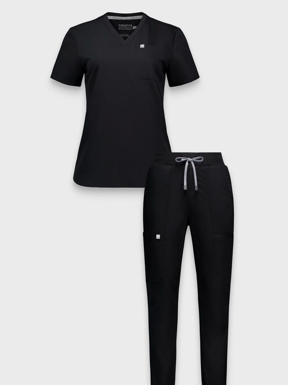 Fabletics Black V-Neck Scrub Top & High rise Jogger Pants Set